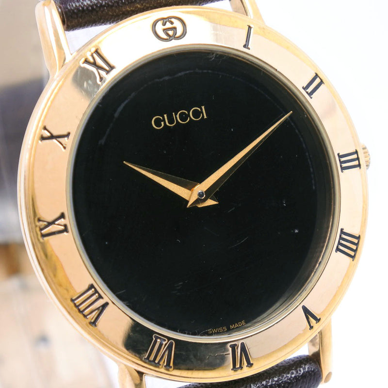 [Gucci] Gucci 3000.2.M Reloj de acero inoxidable x cuero de oro cuarzo