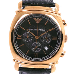 【ARMANI】エンポリオ・アルマーニ
 AR-0321 腕時計
 ステンレススチール×レザー ゴールド クオーツ クロノグラフ メンズ 黒文字盤 腕時計