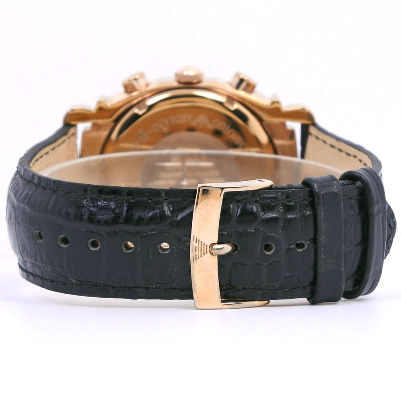 [ARMANI] Emporio Armani AR-0321 Watch Stainless Steel x Leather Gold Quartz Chronograph Men Black Dial Dial Watch