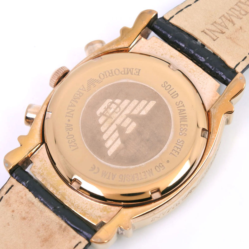 [Armani] Emporio Armani AR-0321观看不锈钢X皮革金石英男子黑色拨号表手表