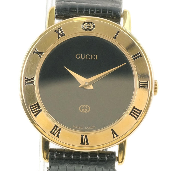 [GUCCI] Gucci 3000L watch Stainless Steel x Leather Gold Quartz