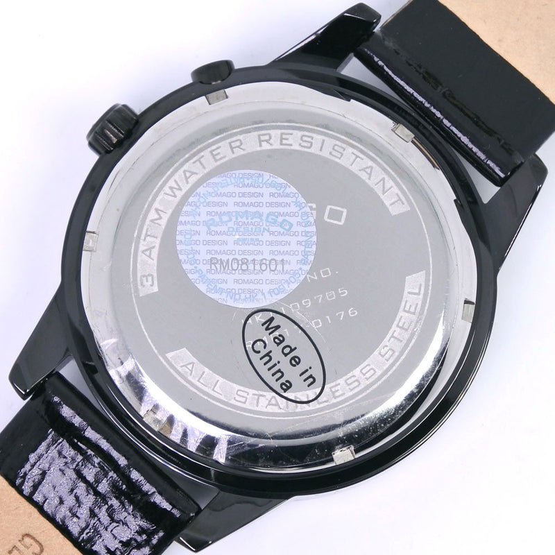 [Romago Design] Romago Design RM17-0176st 시계 스테인레스 스틸 X 가죽 쿼츠 남자 블랙 다이얼 시계 랭크