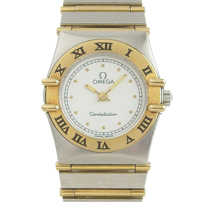 【OMEGA】オメガ
 コンステレーション ミニ ステンレススチール シルバー クオーツ アナログ表示 レディース 白文字盤 腕時計