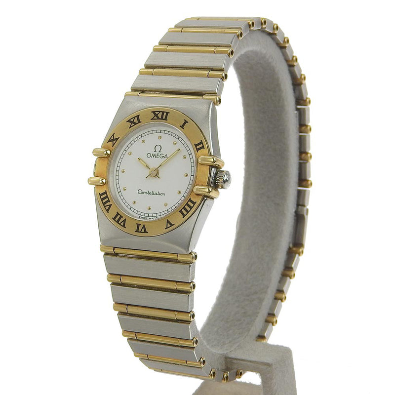 [Omega] Omega Constellation Mini de acero inoxidable de acero inoxidable Display analógico Damas Dial de marcación White Dial Watch