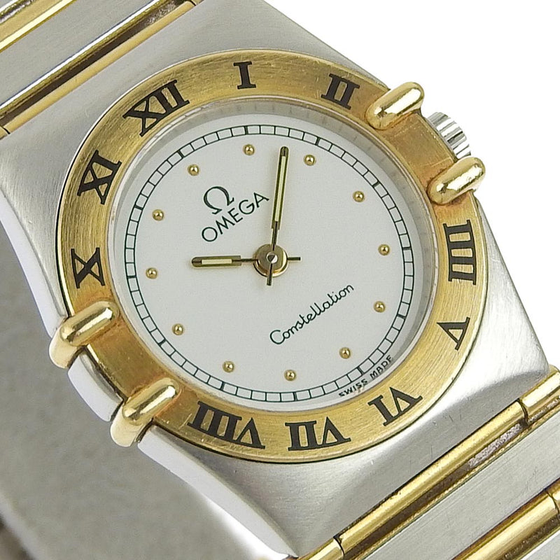 [Omega] Omega Constellation Mini de acero inoxidable de acero inoxidable Display analógico Damas Dial de marcación White Dial Watch