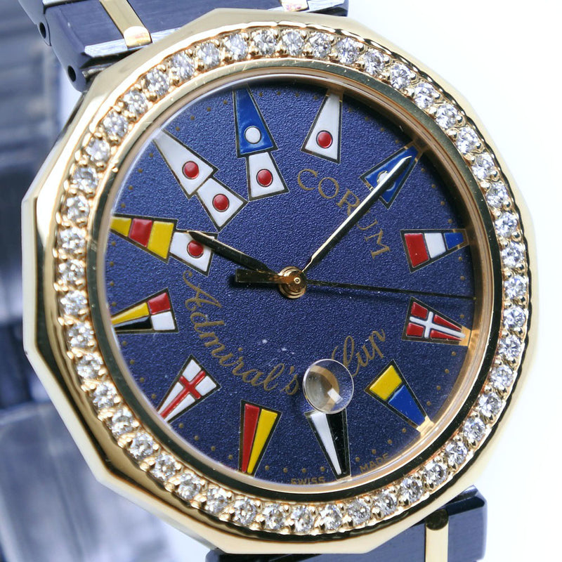 【CORUM】コルム
 アドミラルズカップ　 ダイヤベゼル 39.812.33.V052 ガンブルー×YG ネイビー クオーツ アナログ表示 メンズ ネイビー文字盤 腕時計
A-ランク