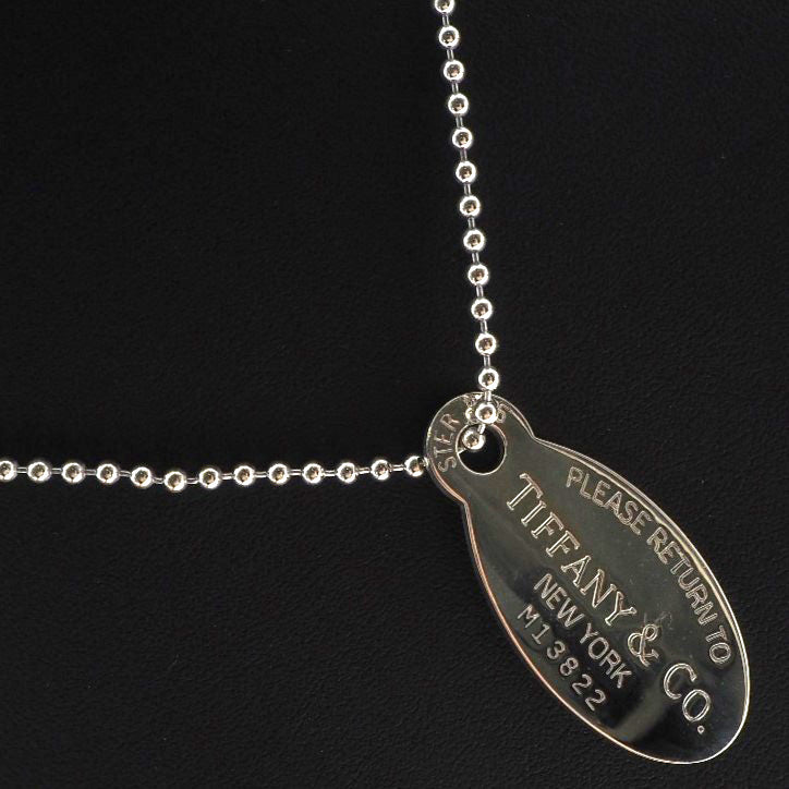 [TIFFANY & CO.] Tiffany, Retart Titi Fanny Obaltag Ball Chain Silver 925  Silver Unisex Necklace, A+rank