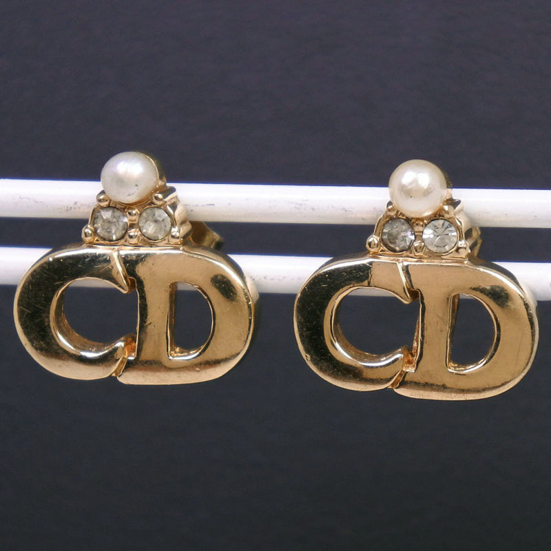 [DIOR] Christian Dior Earrings gold plating x Rhinestone x Fake Pearl Gold Ladies A-Rank