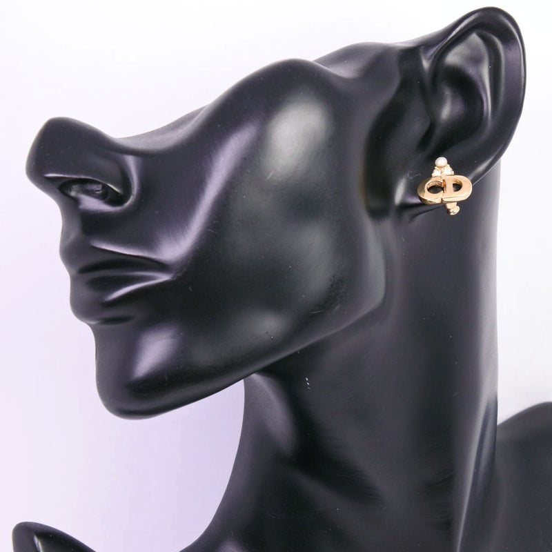 [DIOR] Christian Dior Earrings Gold Plating X Rhinestone x 가짜 진주 금 레이디 A-Rank