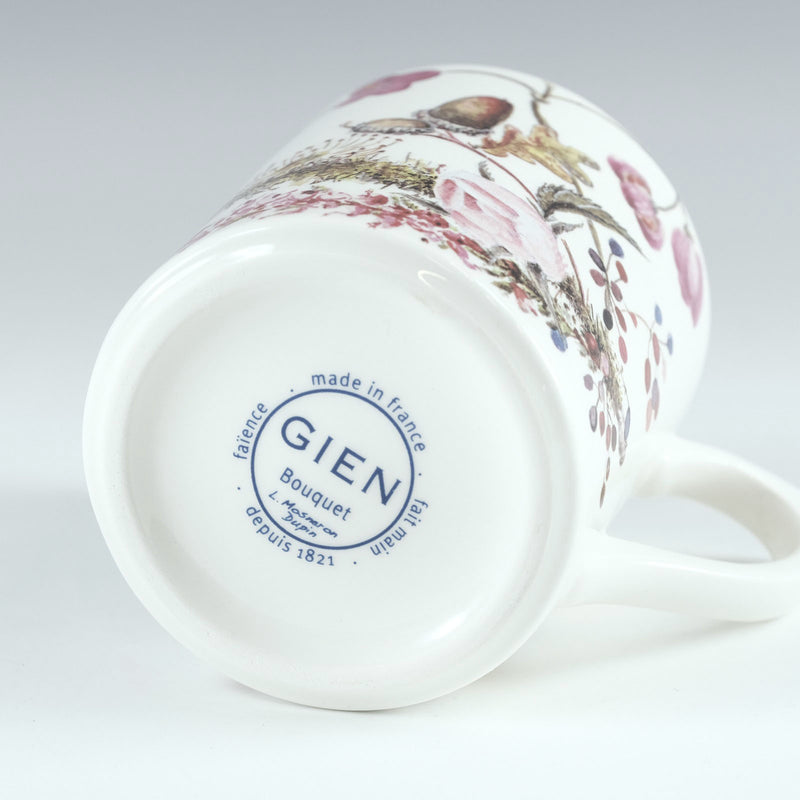 【GIEN】ジアン
 BOUQUET/ブーケ(花束と芳香) マグカップ×1 Ø8×H9.3cm 300ml 食器
 陶器 ホワイト 食器
Sランク