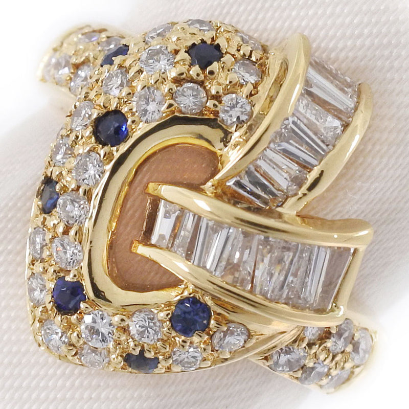 [Ponte Vecchio] Pontevevequiling/Anillo K18 Oro amarillo X Diamante X Sapphire No. 12 0.85/0.11 Damas grabadas Anillo/anillo A Rank