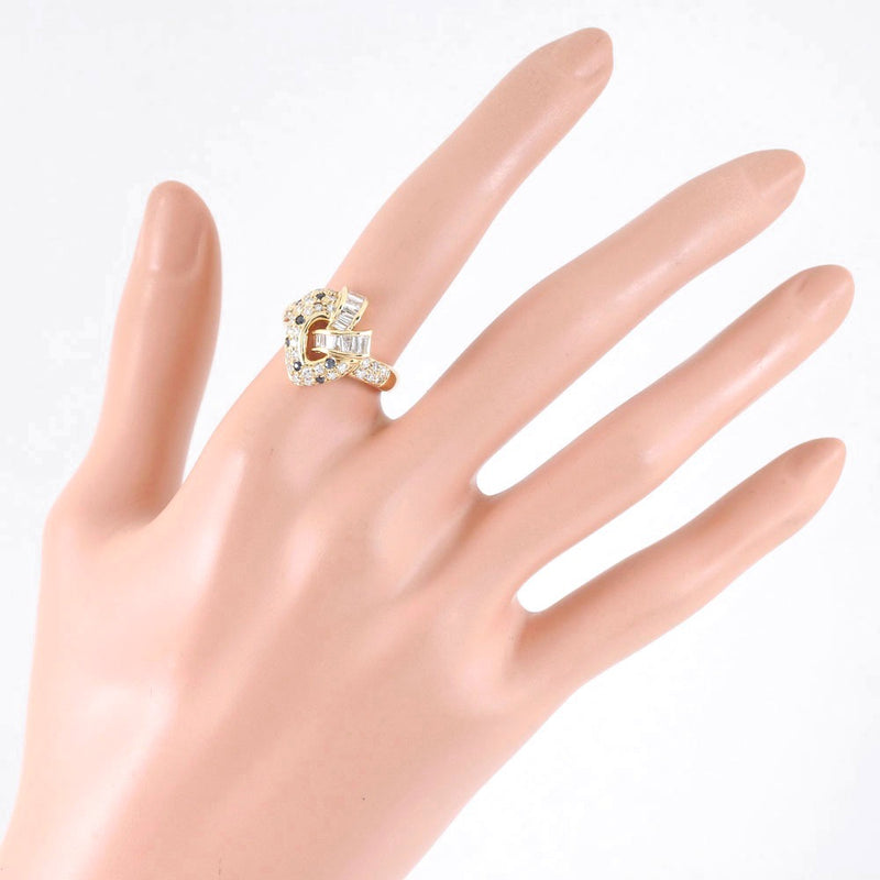 [PONTE VECCHIO] PonteVequiling/Ring K18 Yellow Gold x Diamond x Sapphire No. 12 0.85/0.11 Engraved Ladies Ring/Ring A Rank