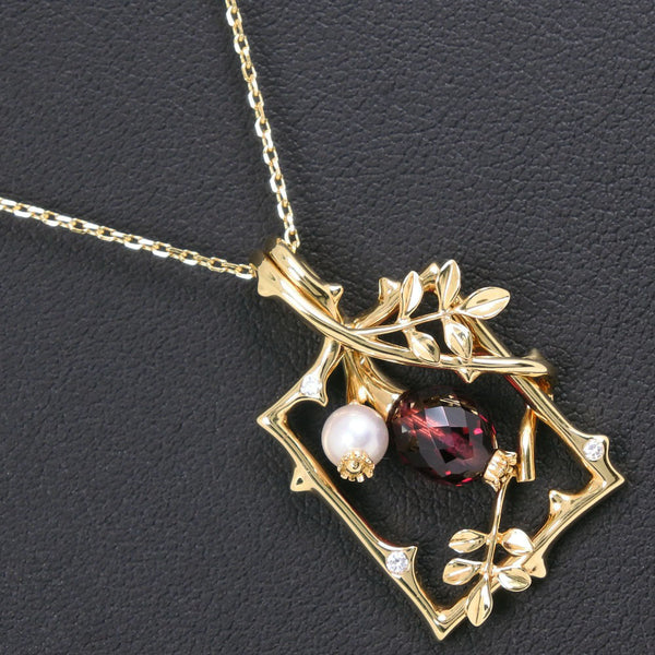 [Mikimoto] Mikimoto Pearl Necklace K18 Yellow Gold X Pearl X Diamond Ladies Necklace A Rank