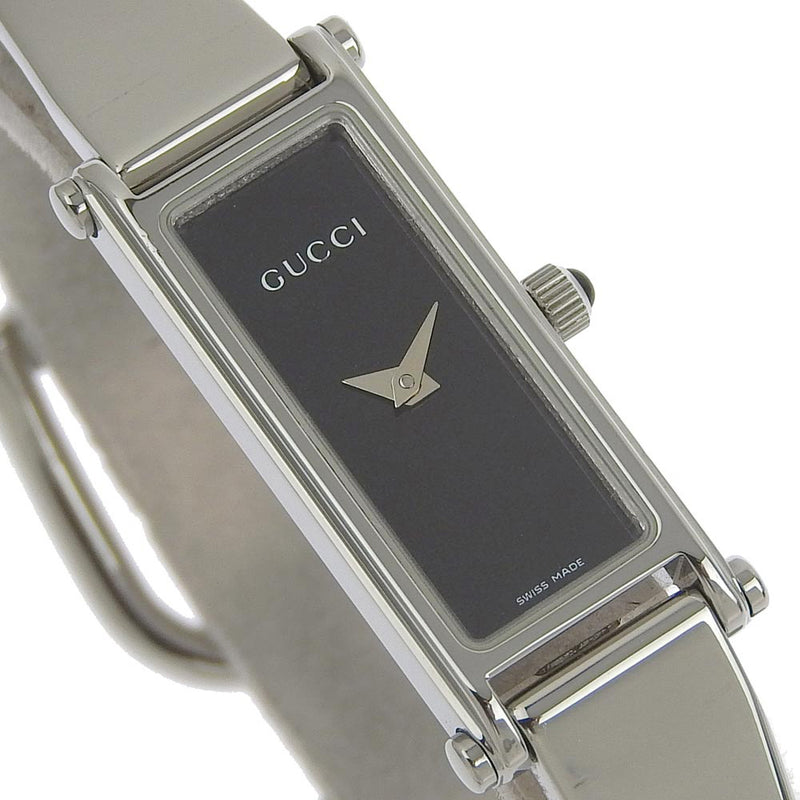 【GUCCI】グッチ
 1500L ステンレススチール シルバー クオーツ アナログ表示 レディース 黒文字盤 腕時計
Aランク