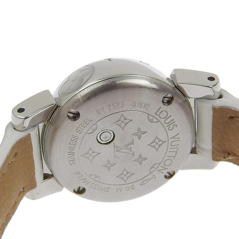 【LOUIS VUITTON】ルイ・ヴィトン
 タンブール Q151C ステンレススチール×レザー 白 クオーツ アナログ表示 レディース 白文字盤 腕時計
A-ランク