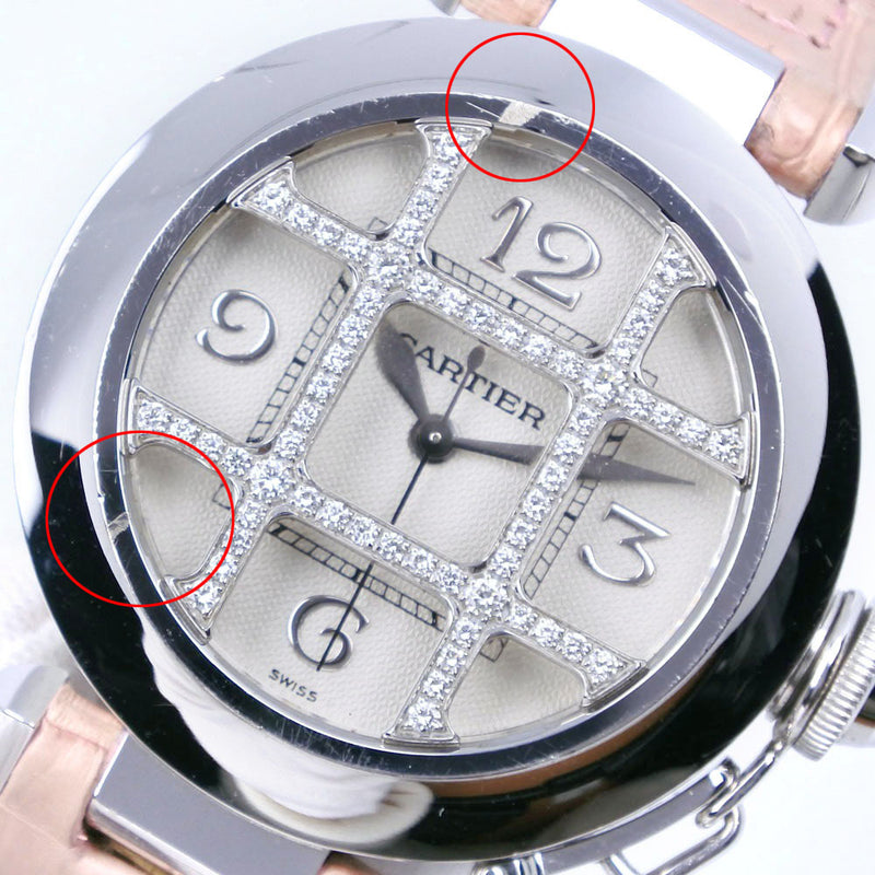 [Cartier] Cartier 
 Pasha 32 relojes 
 Grit Diamond WJ101456 K18 Gold White X Diamond Silver Automático Dial blanco Pasha 32 Damas A-Rank