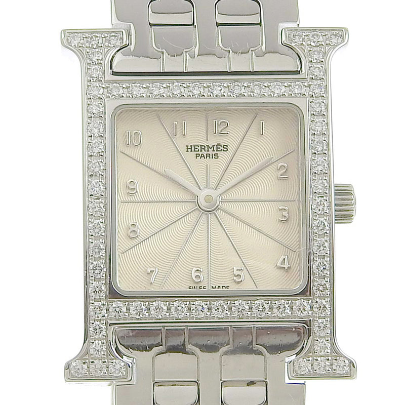 HERMES】エルメス Hウォッチ 腕時計 ベゼルダイヤ HH1.230 ステンレス