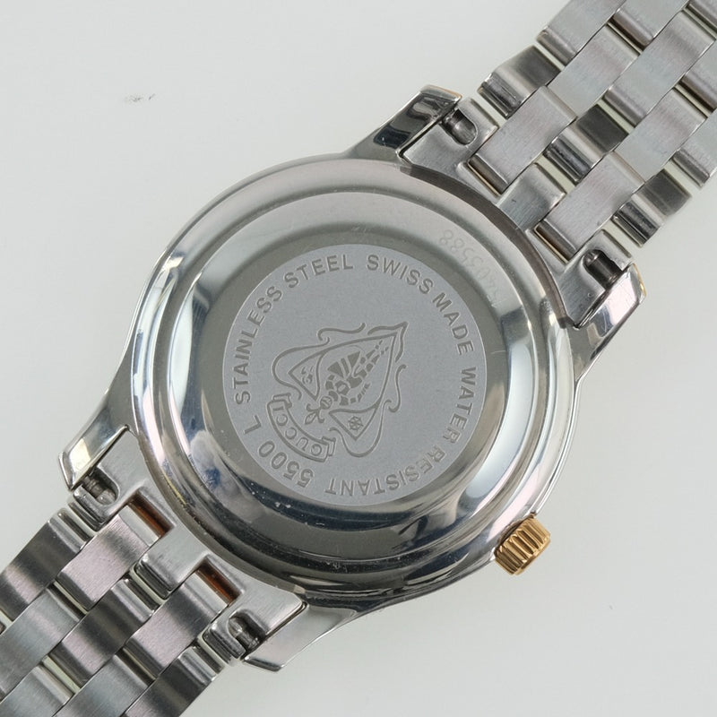 [Gucci] Gucci Combi 5500L Reloj de cuarzo de oro de acero inoxidable Damas analógicas de marcación negra dial negro