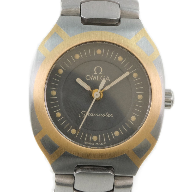 [OMEGA] Omega Sea Master Polaris Watch Stainless Steel Gold Quartz Analog Ladies Black Dial Watch