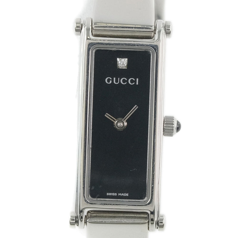 【GUCCI】グッチ
 1500L 腕時計
 ステンレススチール×ダイヤモンド クオーツ アナログ表示 レディース 黒文字盤 腕時計