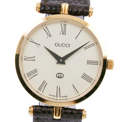 [Gucci] Gucci Reloj de acero inoxidable x Reloj de color de color crema para mujeres de cuero de cuero