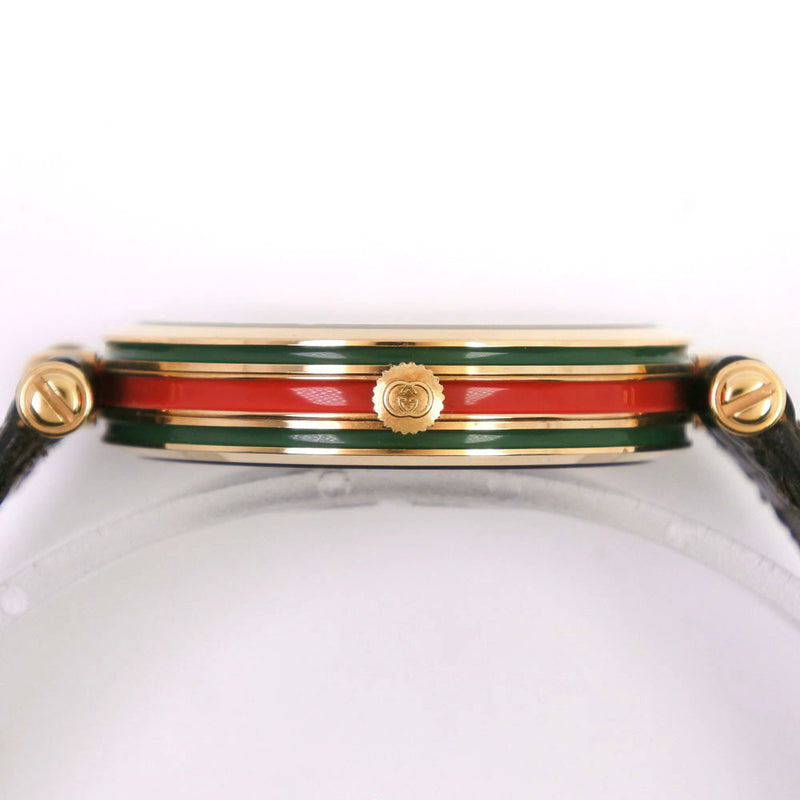 [Gucci] Gucci Reloj de acero inoxidable x Reloj de color de color crema para mujeres de cuero de cuero