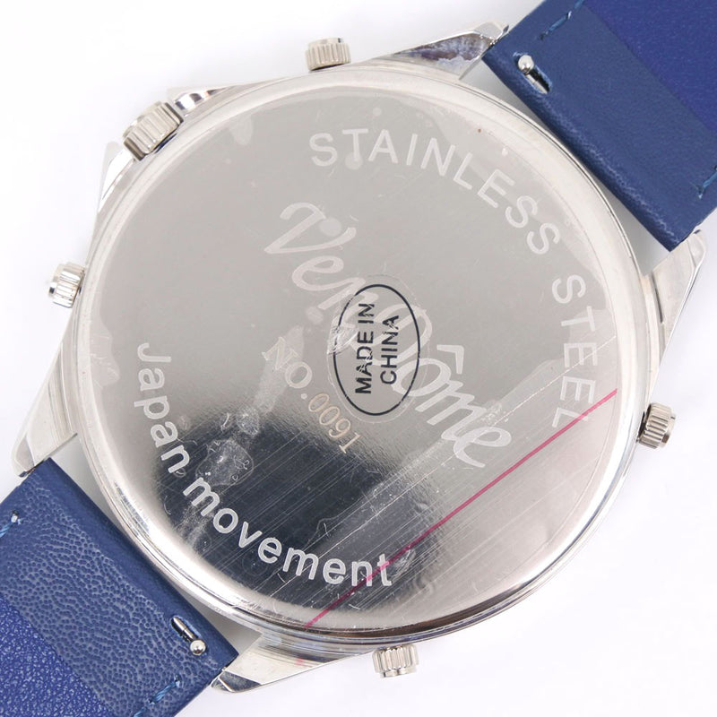 [Vandome] Vandome 5 회 Swarovski Crystal Watch 스테인레스 스틸 x 가죽 레드 쿼츠 유니세 된 다색 다이얼 시계 A-Rank