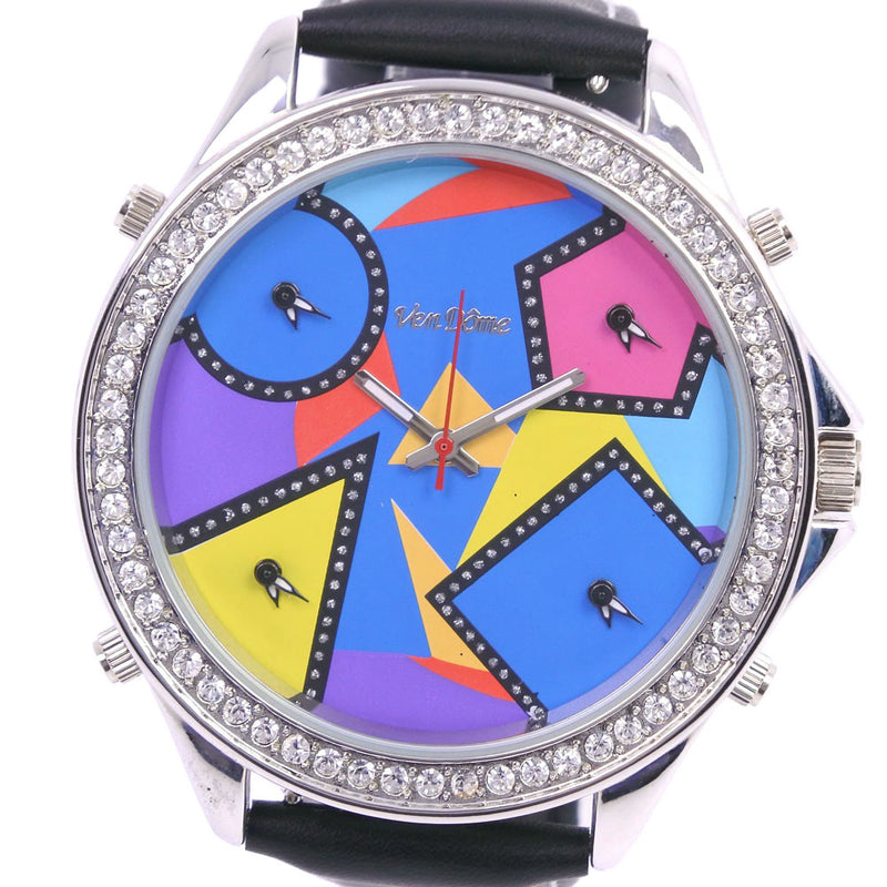 【VANDOME】ヴァンドーム
 5タイム スワロフスキークリスタル 腕時計
 ステンレススチール×レザー クオーツ メンズ マルチカラー文字盤 腕時計
A-ランク