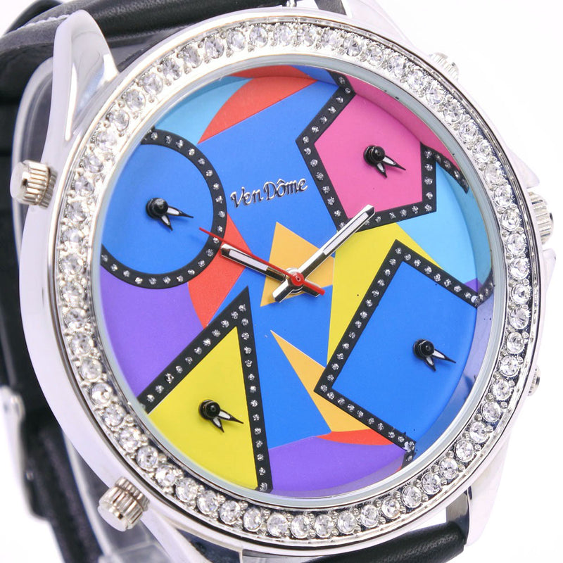 Vandome] Vendome 5 Time Swarovski Crystal Watch Stainless Steel x