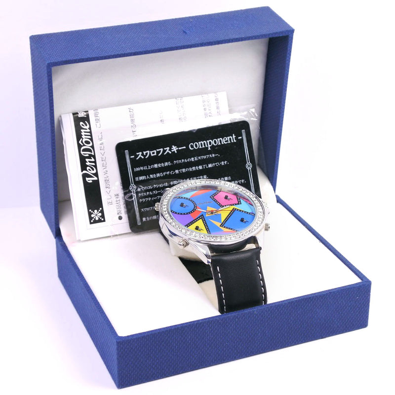 [Vandome] Vandome 5 Time Swarovski Crystal Watch de acero inoxidable x Cuarzo de cuero Multicolor de cuero Multicolor Rank