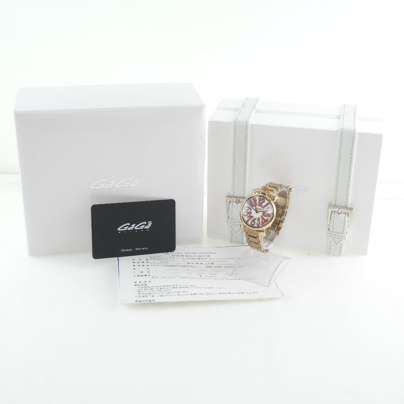 【Gaga Milano】ガガ・ミラノ
 マヌアーレ 腕時計
 6021 ステンレススチール ゴールド クオーツ 白文字盤 Manure レディース