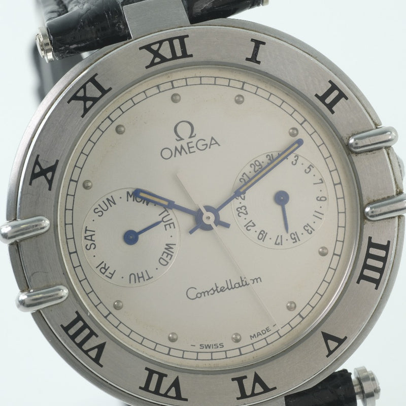 [Omega] Omega Constellation Daydate Cal.1444 1961070 Reloj de acero inoxidable x cuero de cuarzo de cuero.