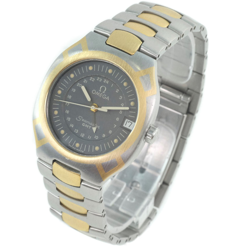 [오메가] 오메가 해 마스터 폴라리스 시계 스테인레스 스틸 골드 쿼츠 GMT 남자 회색 다이얼 시계
