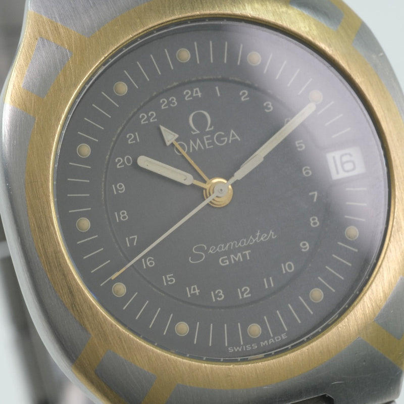 【OMEGA】オメガ
 シーマスターポラリス 腕時計
 ステンレススチール ゴールド クオーツ GMT メンズ グレー文字盤 腕時計