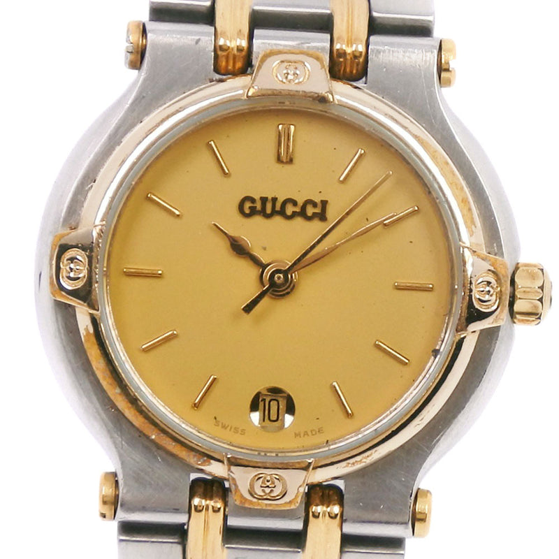[GUCCI] Gucci 9000L Watch Stainless Steel Quartz Ladies Gold Dial Watch