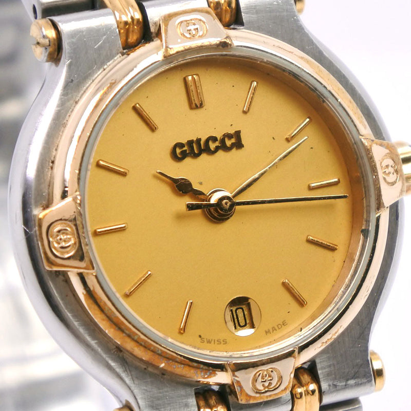 [GUCCI] Gucci 9000L Watch Stainless Steel Quartz Ladies Gold Dial Watch