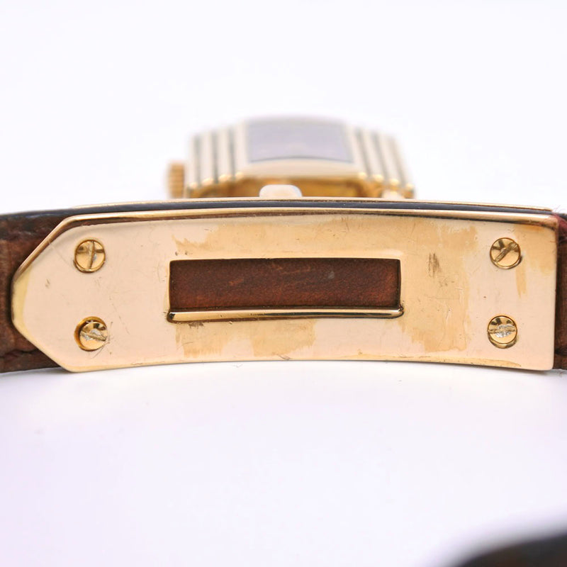 【HERMES】エルメス
 ケリーウォッチ 腕時計
 金メッキ×レザー ゴールド クオーツ レディース ボルドー文字盤 腕時計