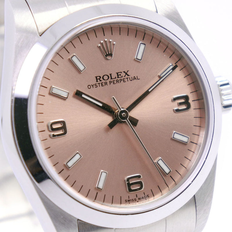 【ROLEX】ロレックス
 オイスターパーペチュアル A番 77080 腕時計
 ステンレススチール 自動巻き レディース ピンク文字盤 腕時計
Aランク