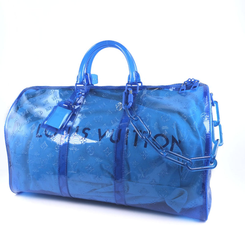 [Louis Vuitton] Louis Vuitton Kepol Bandriere 50 M53272 Boston Bag Binnil Skeleton Blue DR5108 새겨진 숙녀 Boston Bag A+Rank
