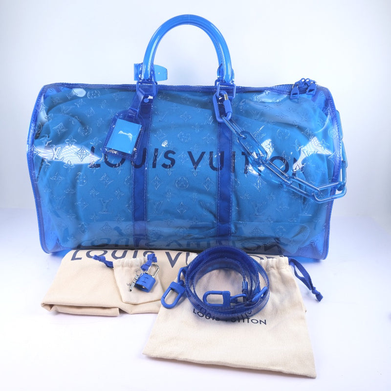 [Louis Vuitton] Louis Vuitton Kepol Bandriere 50 M53272 Boston Bag Binnil Skeleton Blue DR5108 새겨진 숙녀 Boston Bag A+Rank