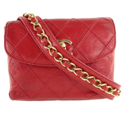 [CHANEL] Chanel Matrasse West Pouch Body Bag Ram Skin Red Ladies Body Bag