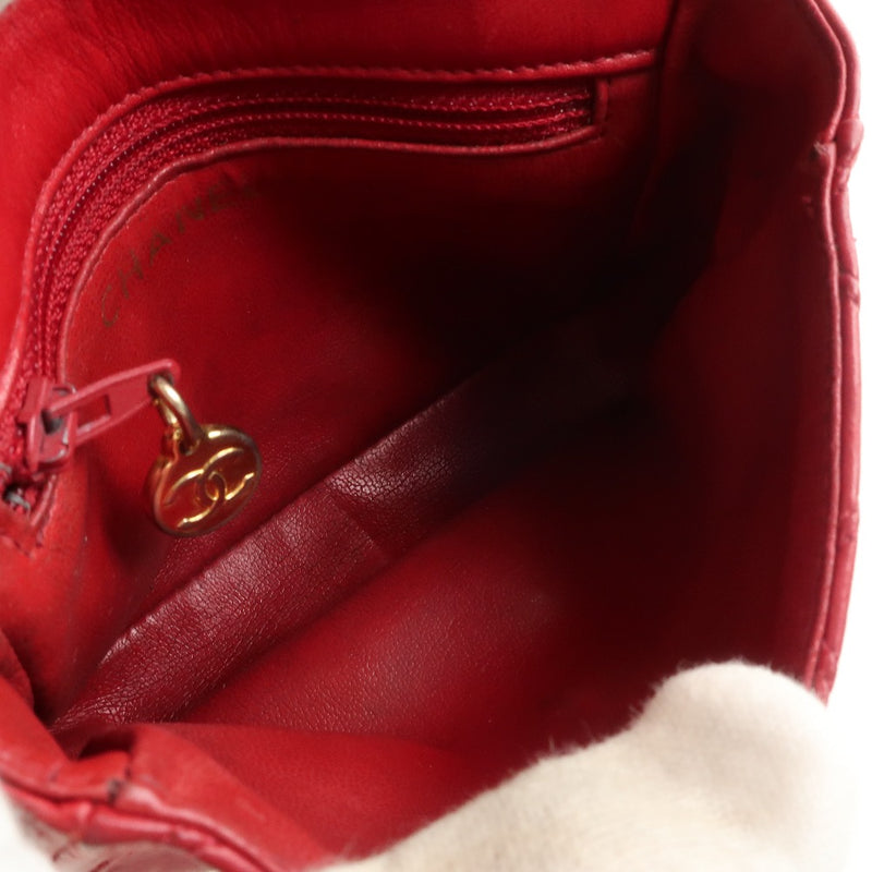 [샤넬] 샤넬 matrasse 웨스트 파우치 바디 가방 램 피부 빨간 숙녀 바디 가방