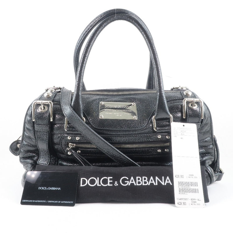 [Dolce & Gabbana] Dolce and Gabbana Minoboston D & G DIW8953051 핸드백 X 사슴 가죽 검은 유니esx 핸드백 A-RANK