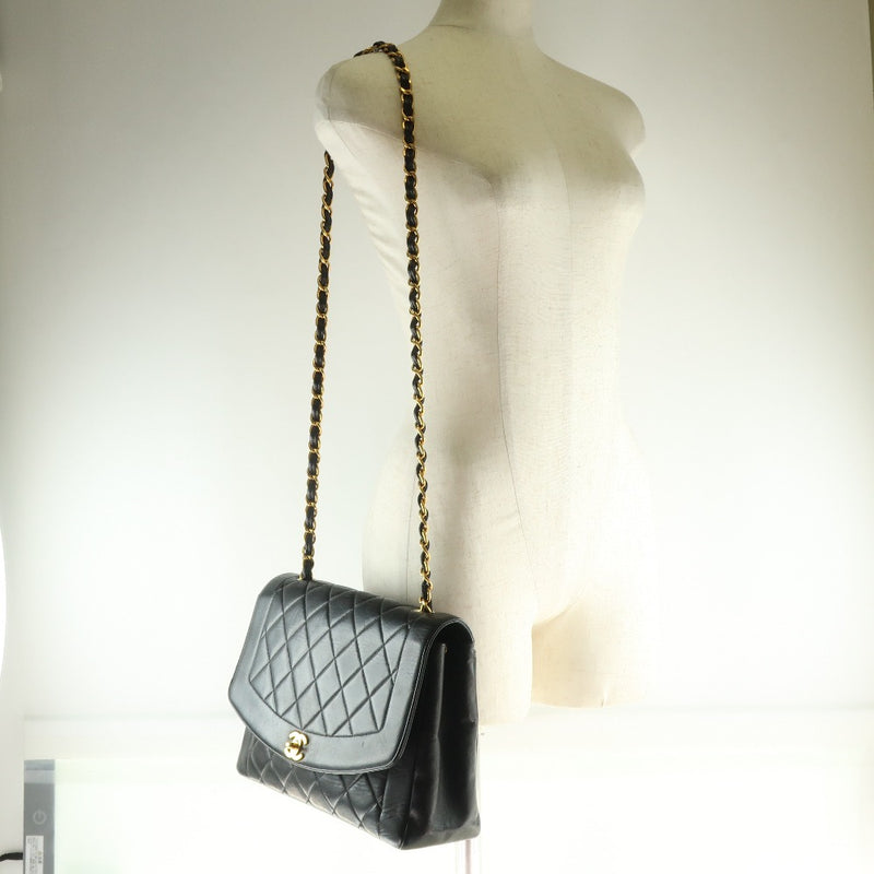 CHANEL] Chanel Diana Matrasse 28 Chain Shoulder Shoulder Bag Ramskin Black Ladies  Shoulder Bag – KYOTO NISHIKINO