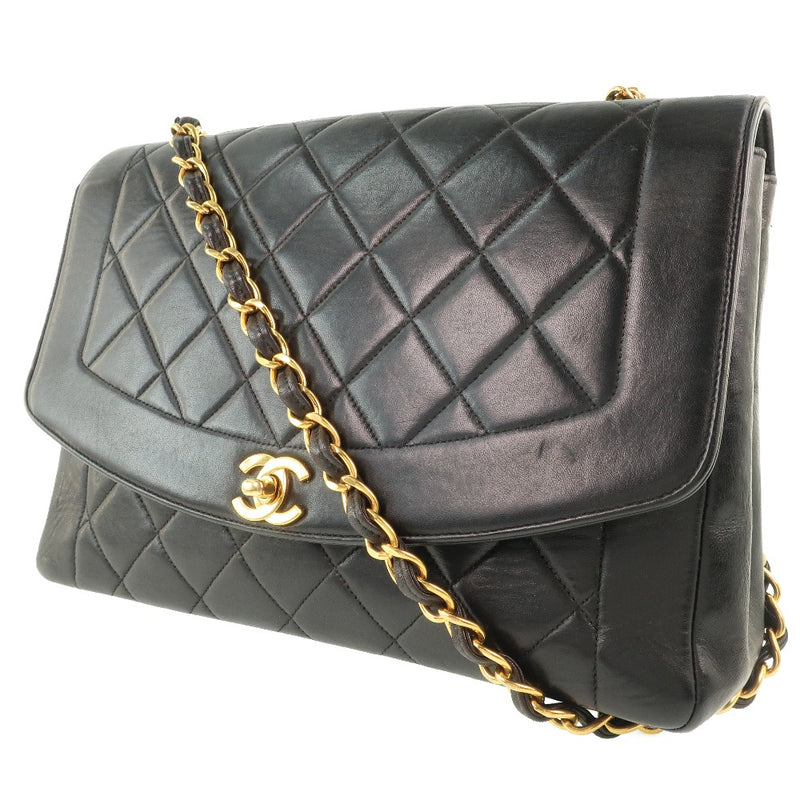 [CHANEL] Chanel Diana Matrasse 28 Chain Shoulder Bag Rumskin Black Ladies Shoulder Bag