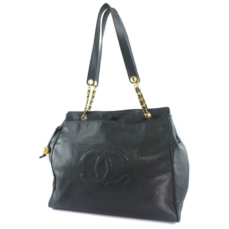 [Chanel] Chanel Chain Tote Bag Bag Mat Cabiaskin Black Ladies Tote Bag