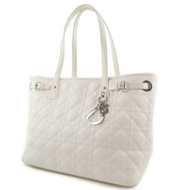 [DIOR] Christian Dior Lady Dior Panarea Kanage Tote Bag PVC Coating Canvas White Ladies Tote Bag