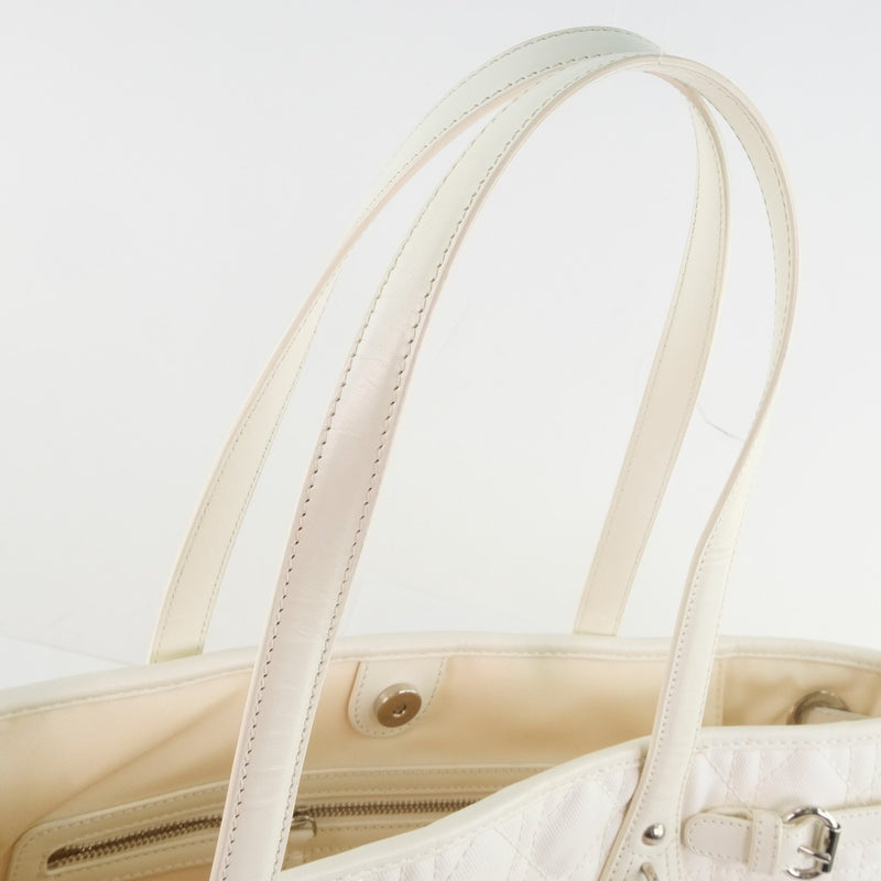 [DIOR] Christian Dior Lady Dior Panarea Kanage Tote Bag PVC Coating Canvas White Ladies Tote Bag