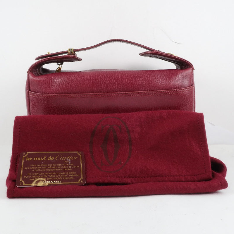 [Cartier] Cartier Handbag Calf Red Ladies Handbag A-Rank