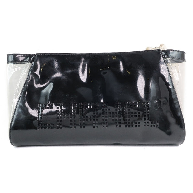 [Chanel] Bolsa de embrague de chanel Vinilo Bolsa de embrague de damas negras